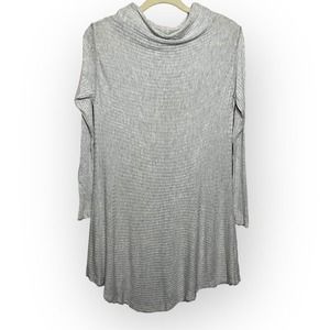 We The Free Women's Lover Heather Gray Ribbed Split Back Long Sleeve Tunic Top M